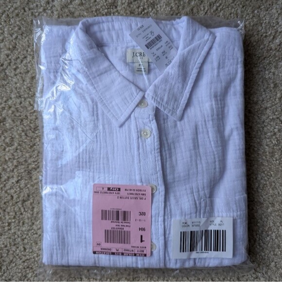 JCrew Factory Gauze Button-up Shirt White NWT - Picture 1 of 5